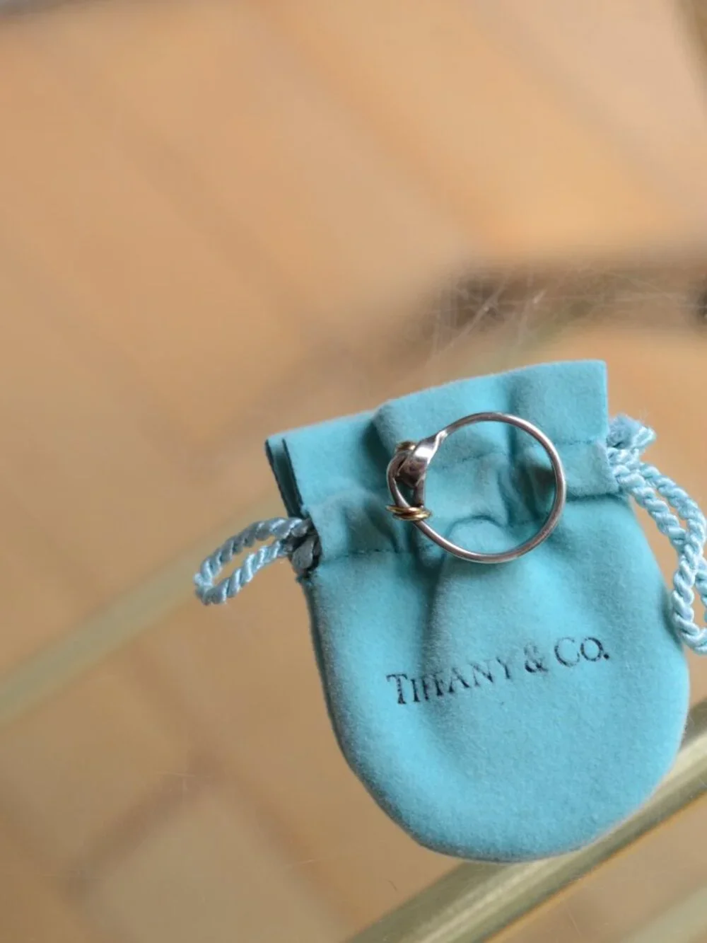 Tiffany & Co Hook & Eye ring size 6 925 Sterling silver 18K gold